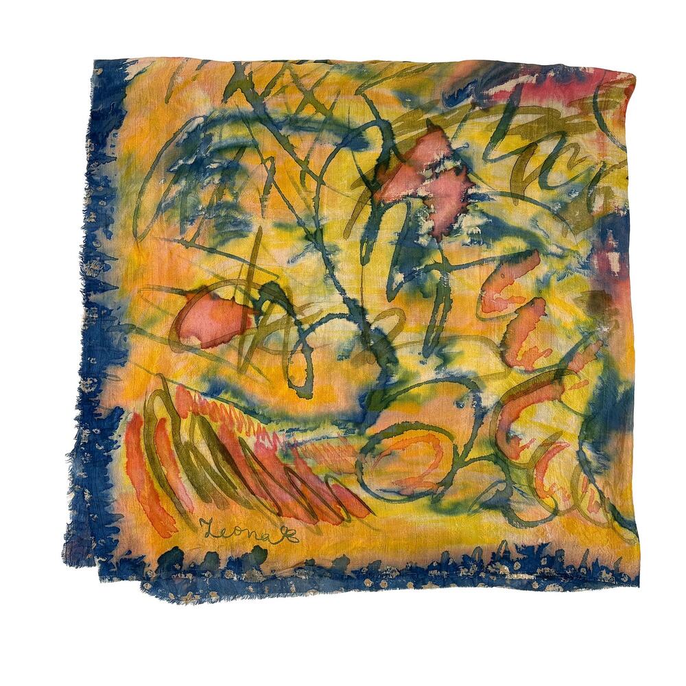 Leona Hand Painted SIlk Scarf - Picture 2 of 8